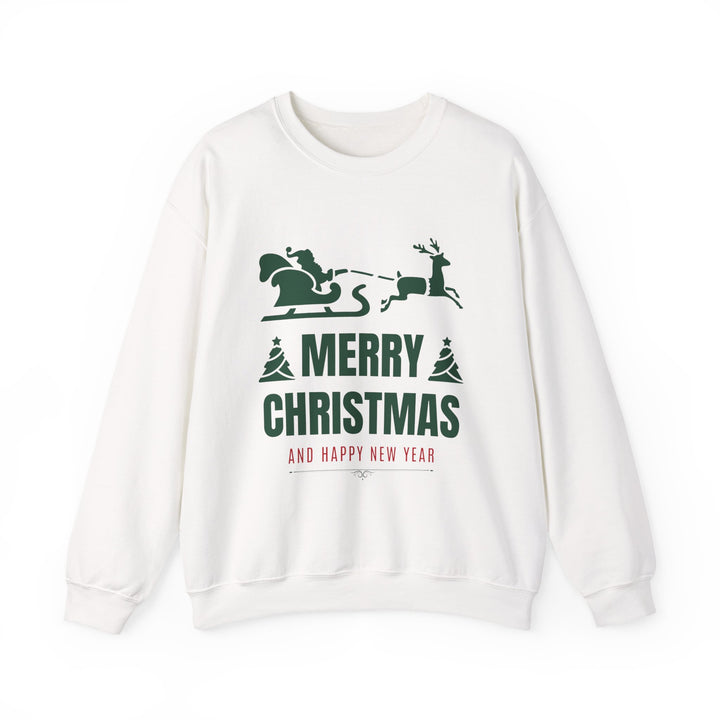 Christmas Sweatshirt - 'Merry Christmas and Happy New Year' Santa Sleigh Crewneck