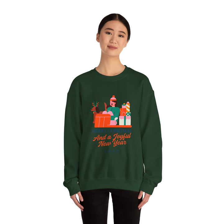 Christmas Crewneck Sweatshirt - "Merry Christmas and a Joyful New Year 2025" Holiday Sweatshirt