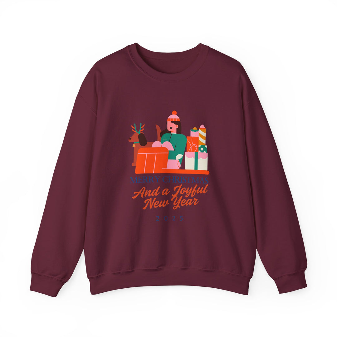 Christmas Crewneck Sweatshirt - "Merry Christmas and a Joyful New Year 2025" Holiday Sweatshirt