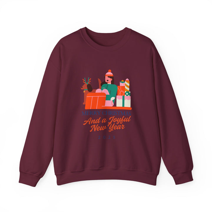 Christmas Crewneck Sweatshirt - "Merry Christmas and a Joyful New Year 2025" Holiday Sweatshirt