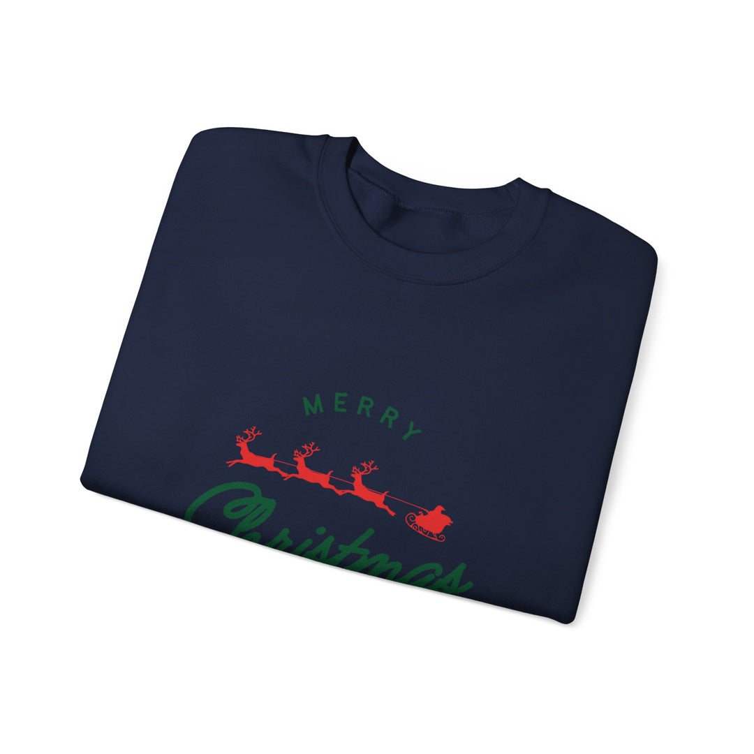 Christmas Crewneck Sweatshirt - 'Merry Christmas' Santa Sleigh Holiday Sweatshirt