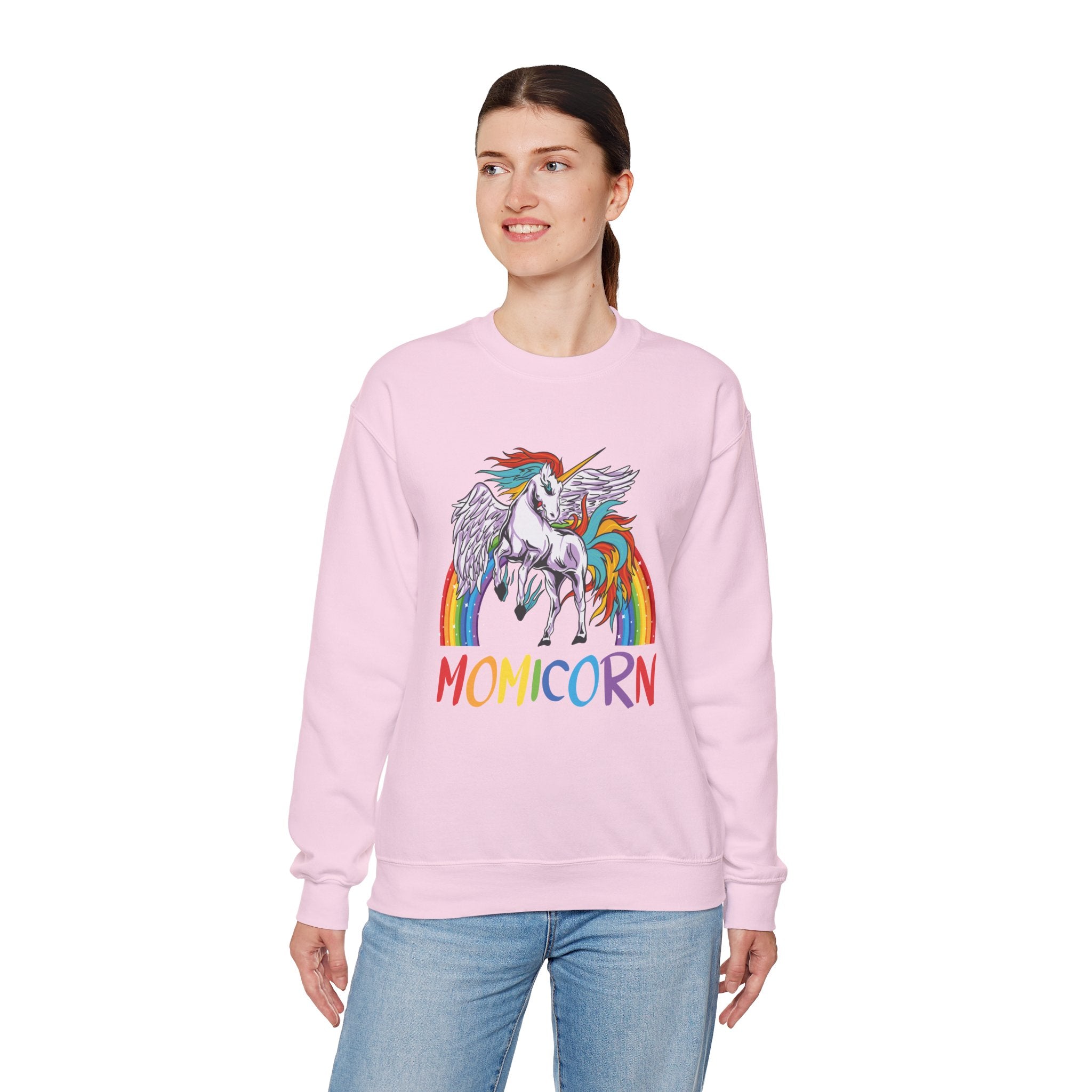 Mom Sweatshirt - Colorful MOMICORN Design