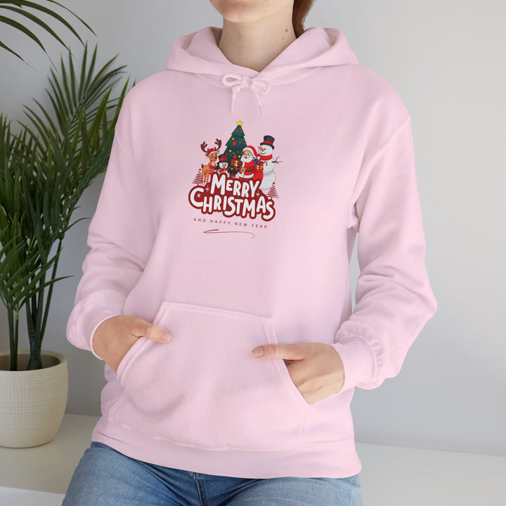 Christmas Crew Hoodie - 'Merry Christmas' Santa & Snowman Holiday Sweatshirt