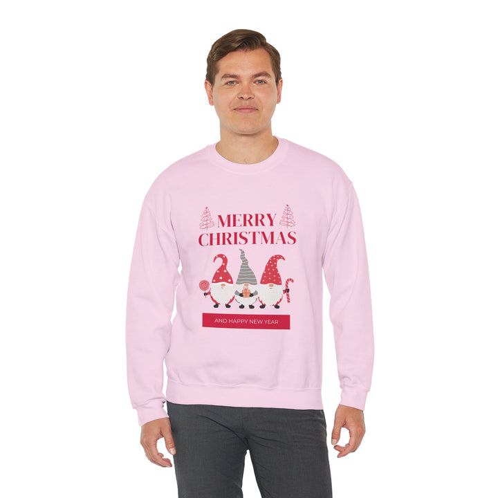Christmas Gnome Crewneck Sweatshirt - "Merry Christmas and Happy New Year" Holiday Sweatshirt