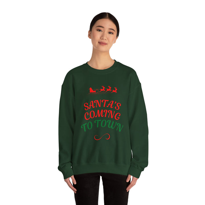 Christmas Sweatshirt — "Santa's Coming to Town" Festive Crewneck