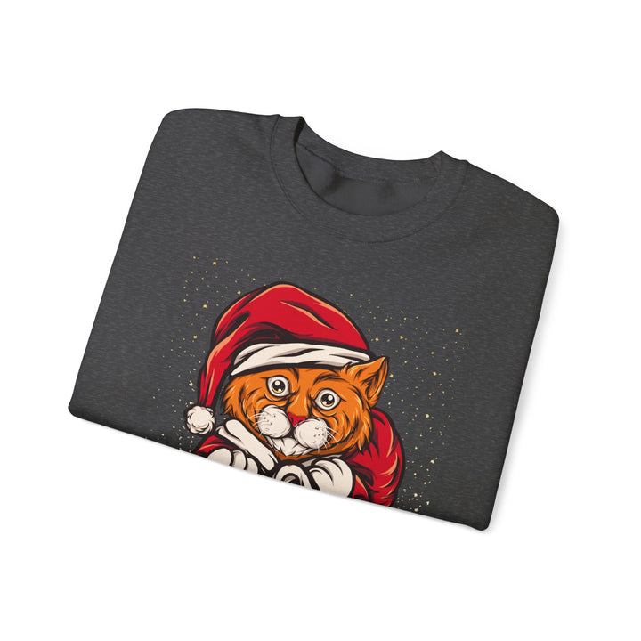 Santa Paws Unisex Heavy Blend Crewneck Sweatshirt - Cozy Festive Cat Design for Holiday Cheer