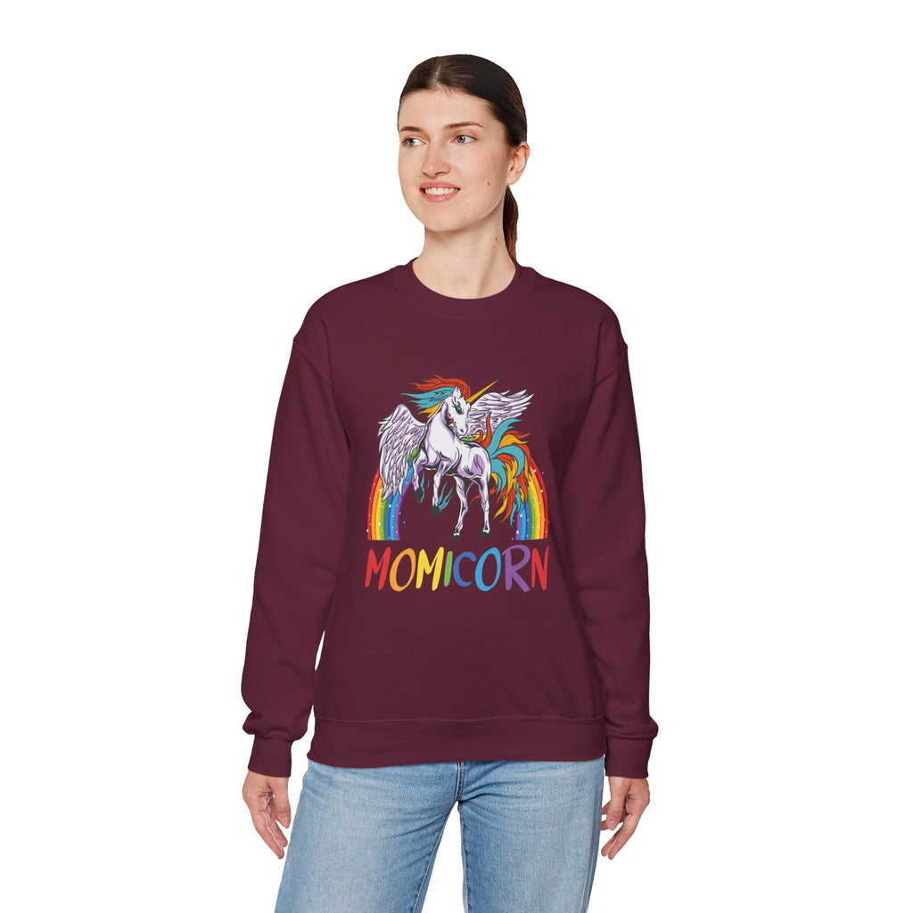 Mom Sweatshirt - Colorful MOMICORN Design