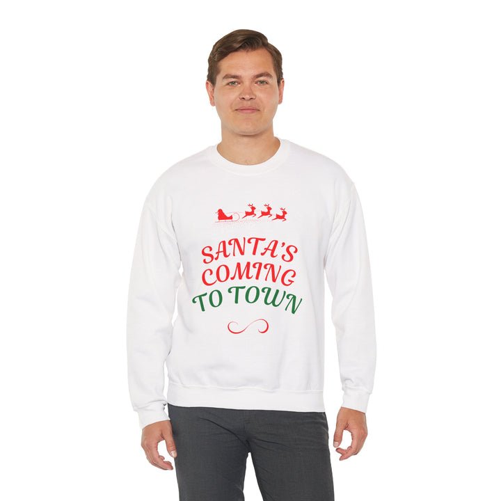 Christmas Sweatshirt — "Santa's Coming to Town" Festive Crewneck