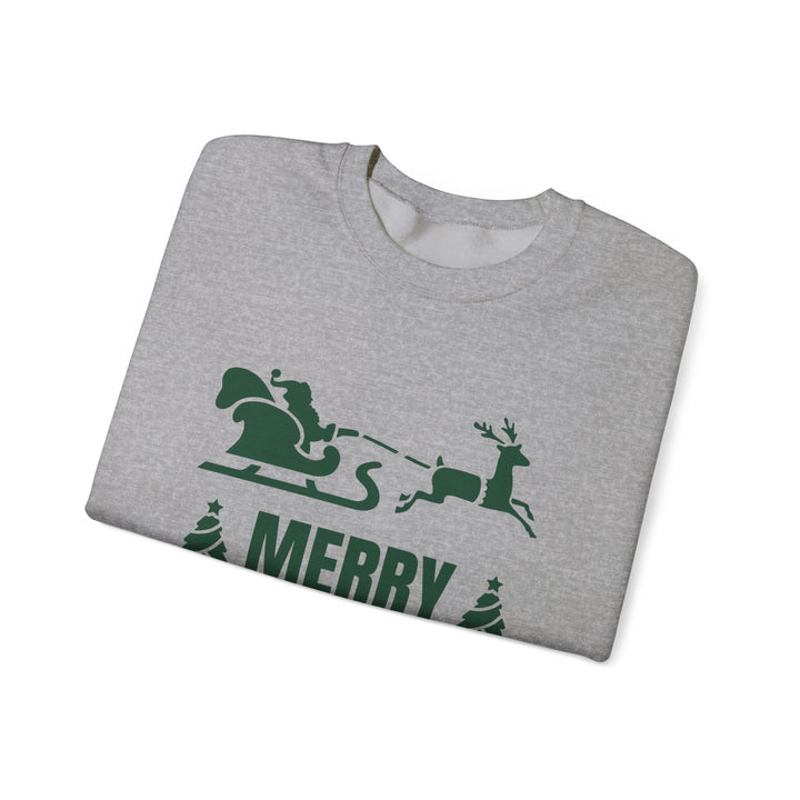 Christmas Sweatshirt - 'Merry Christmas and Happy New Year' Santa Sleigh Crewneck