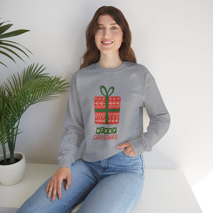 Christmas Present Sweatshirt – 'Merry Christmas' Holiday Crewneck