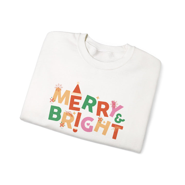 Merry & Bright Crewneck Sweatshirt — Colorful Holiday Christmas Sweater