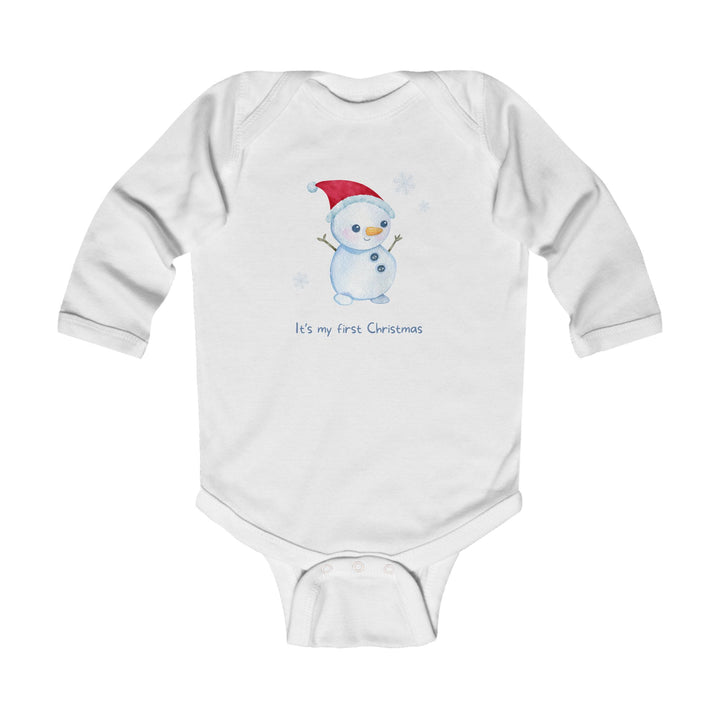 Infant Bodysuit - "It's My First Christmas" Snowman Baby Onesie, Long Sleeve Holiday Outfit