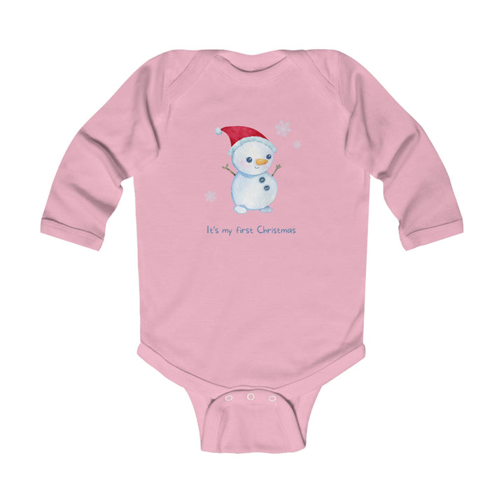 Infant Bodysuit - "It's My First Christmas" Snowman Baby Onesie, Long Sleeve Holiday Outfit
