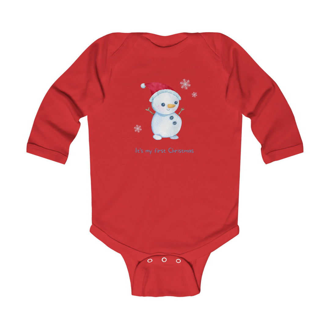 Infant Bodysuit - "It's My First Christmas" Snowman Baby Onesie, Long Sleeve Holiday Outfit