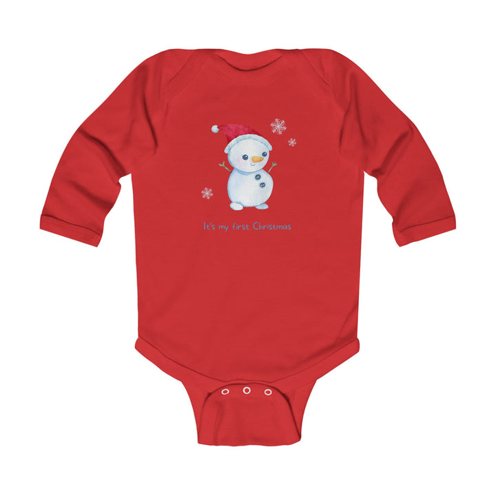 Infant Bodysuit - "It's My First Christmas" Snowman Baby Onesie, Long Sleeve Holiday Outfit