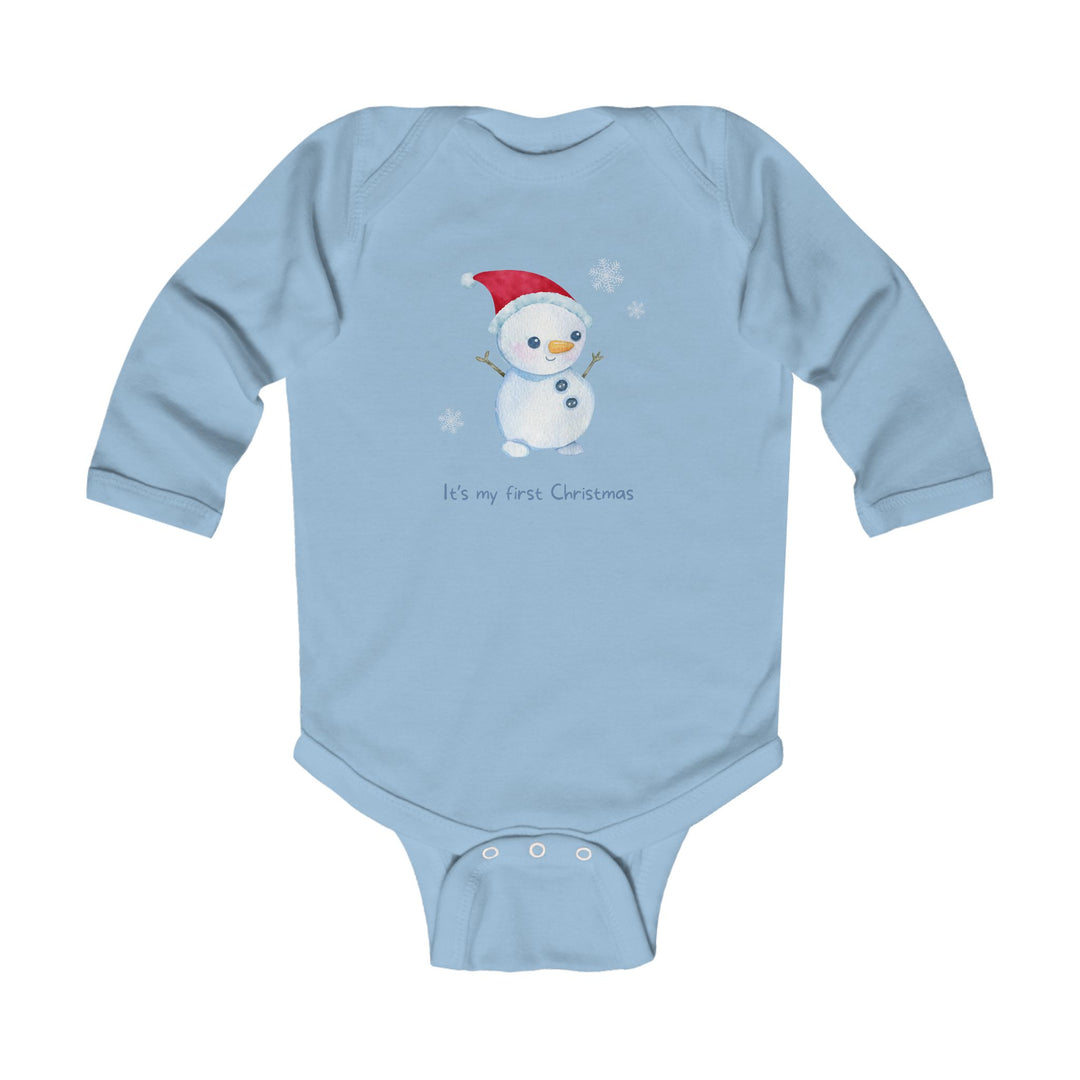 Infant Bodysuit - "It's My First Christmas" Snowman Baby Onesie, Long Sleeve Holiday Outfit