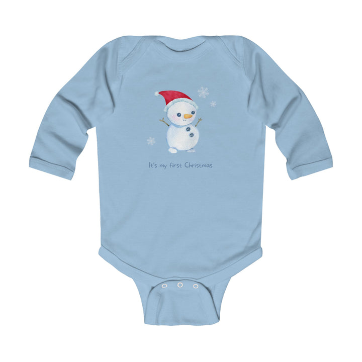 Infant Bodysuit - "It's My First Christmas" Snowman Baby Onesie, Long Sleeve Holiday Outfit