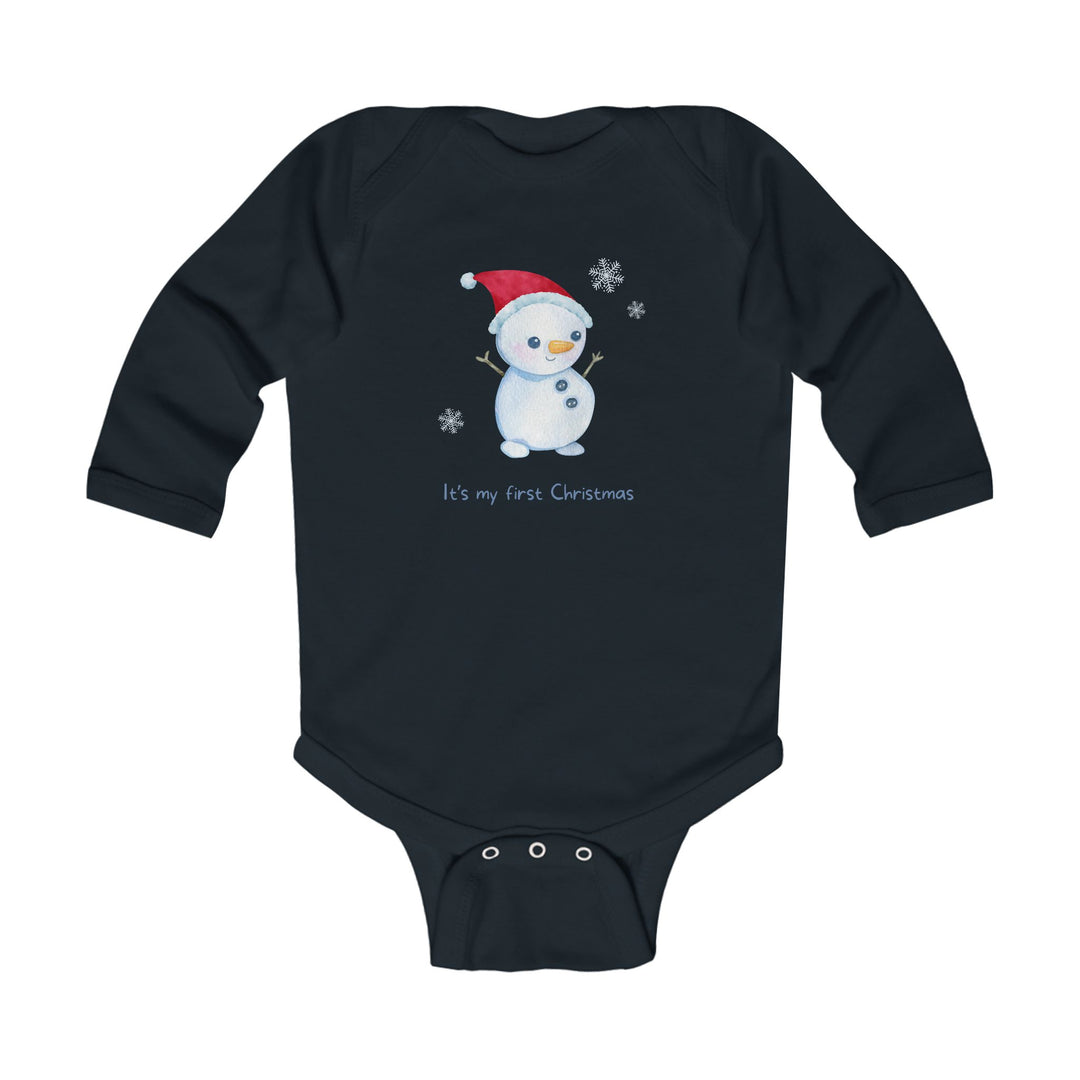 Infant Bodysuit - "It's My First Christmas" Snowman Baby Onesie, Long Sleeve Holiday Outfit