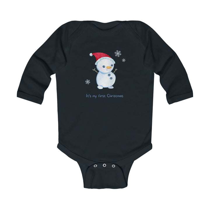 Infant Bodysuit - "It's My First Christmas" Snowman Baby Onesie, Long Sleeve Holiday Outfit