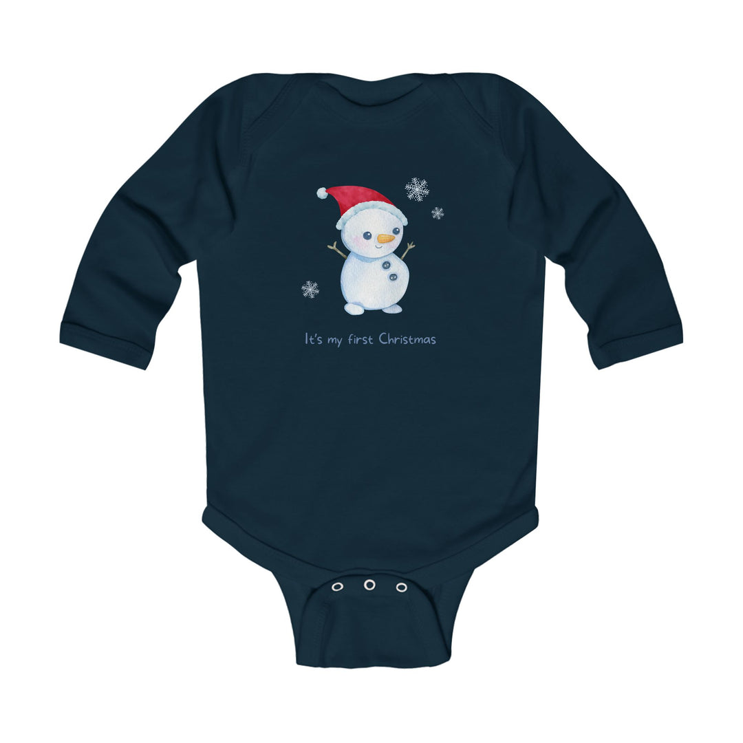 Infant Bodysuit - "It's My First Christmas" Snowman Baby Onesie, Long Sleeve Holiday Outfit