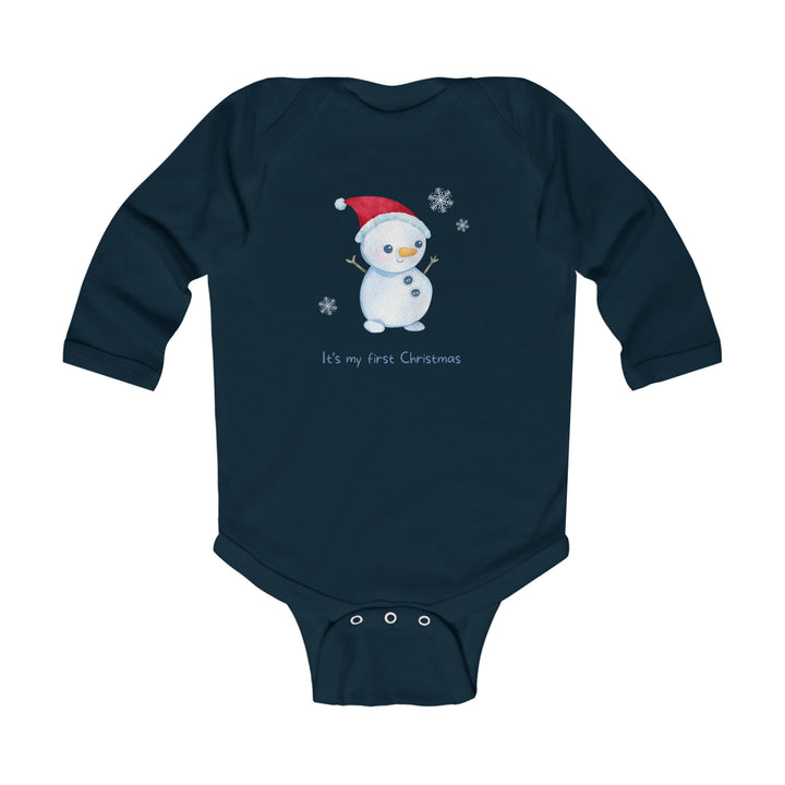 Infant Bodysuit - "It's My First Christmas" Snowman Baby Onesie, Long Sleeve Holiday Outfit