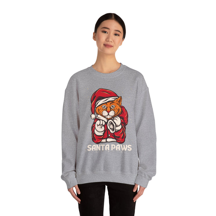 Santa Paws Unisex Heavy Blend Crewneck Sweatshirt - Cozy Festive Cat Design for Holiday Cheer