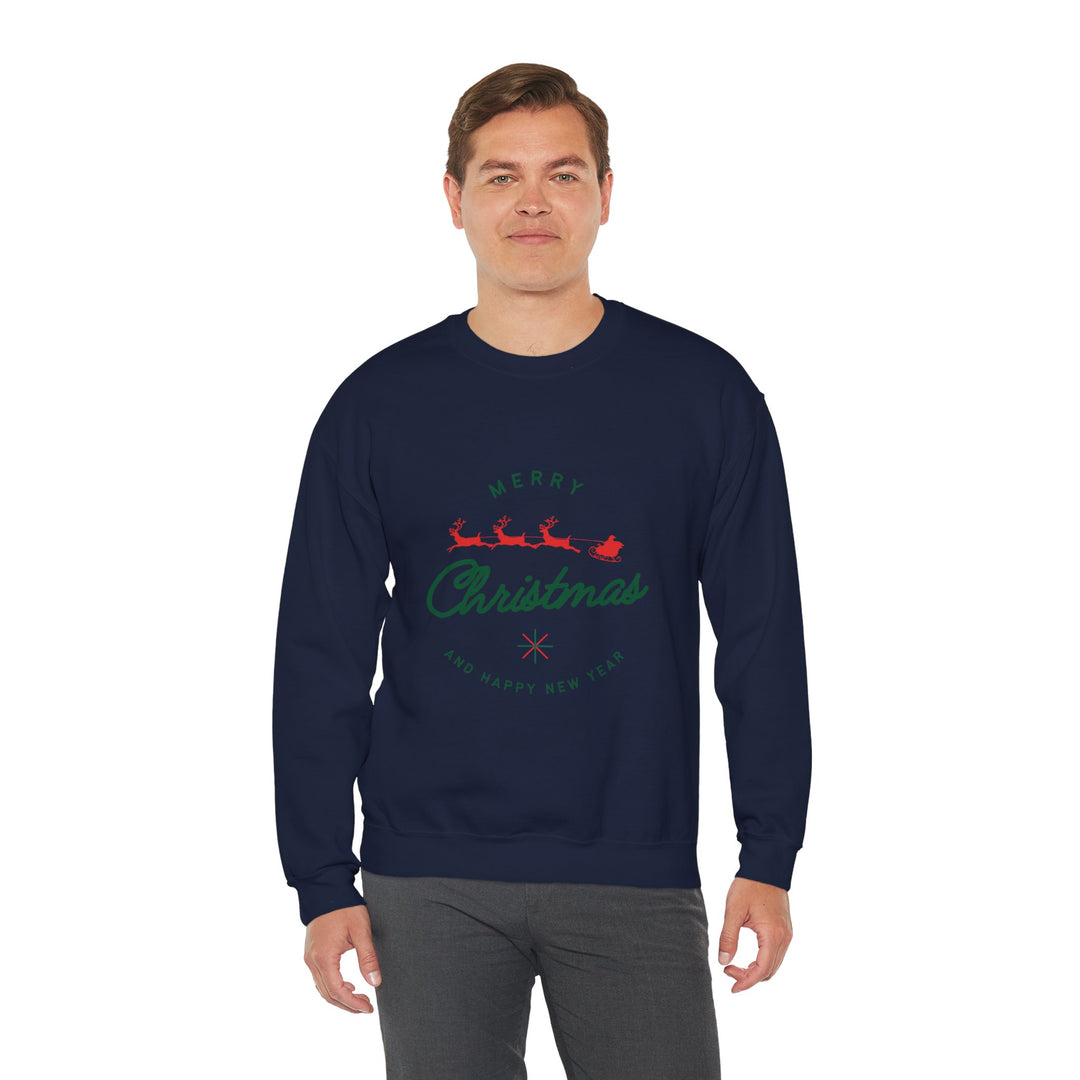 Christmas Crewneck Sweatshirt - 'Merry Christmas' Santa Sleigh Holiday Sweatshirt