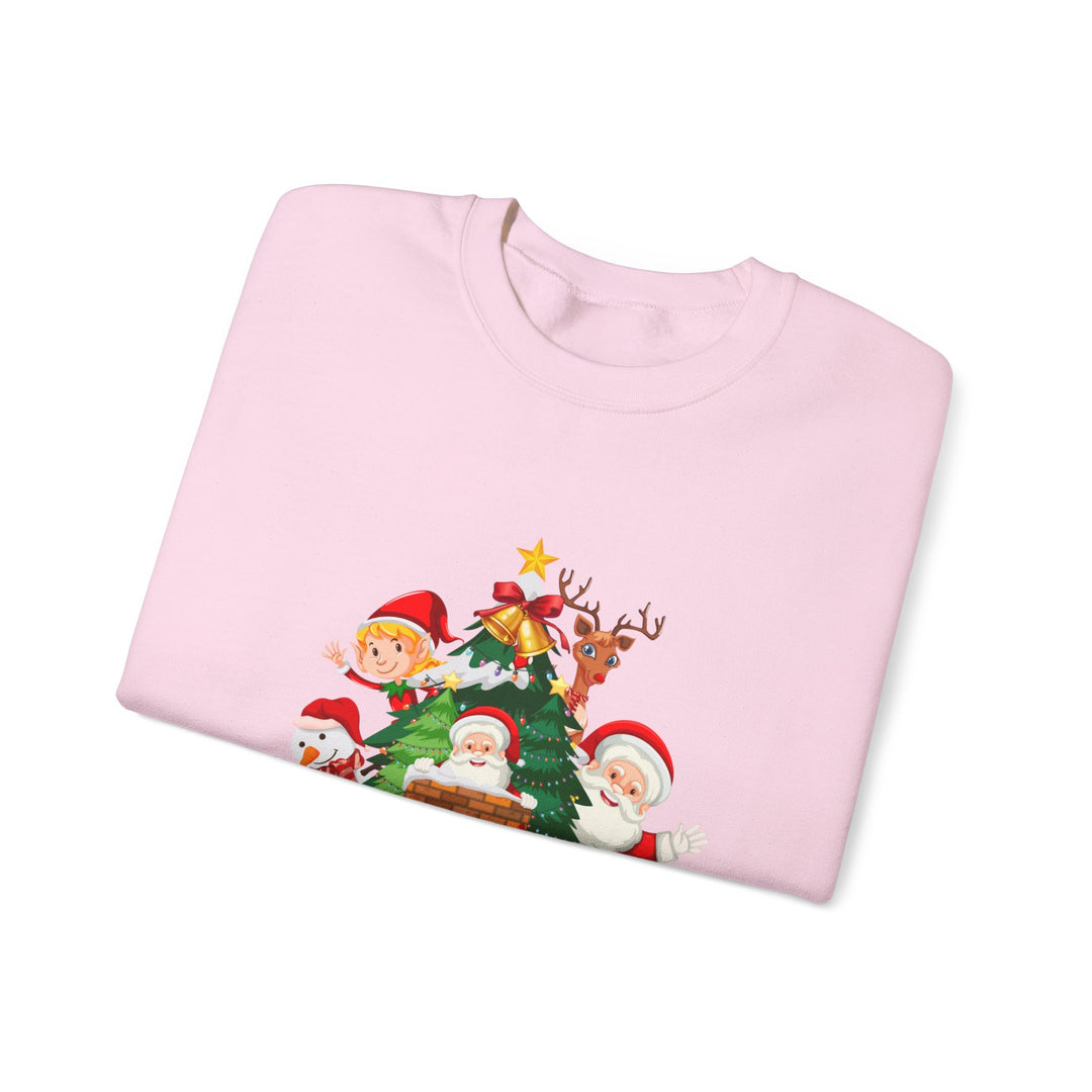 Christmas Crewneck Sweatshirt – Cute Santa & Elves "Merry Christmas" Holiday Pullover