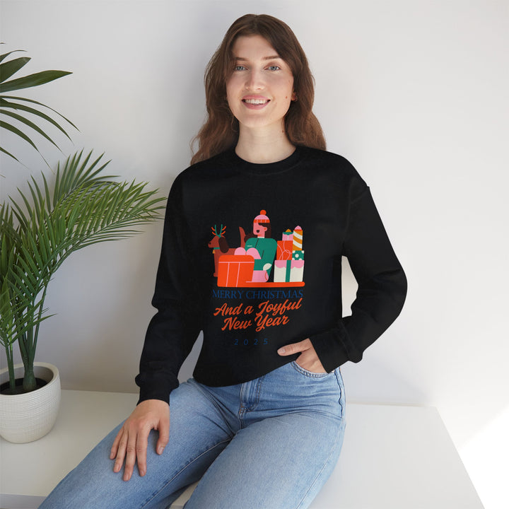 Christmas Crewneck Sweatshirt - "Merry Christmas and a Joyful New Year 2025" Holiday Sweatshirt
