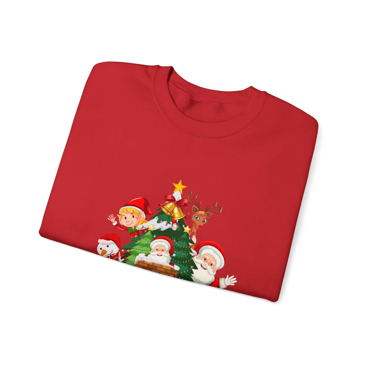 Christmas Crewneck Sweatshirt – Cute Santa & Elves "Merry Christmas" Holiday Pullover