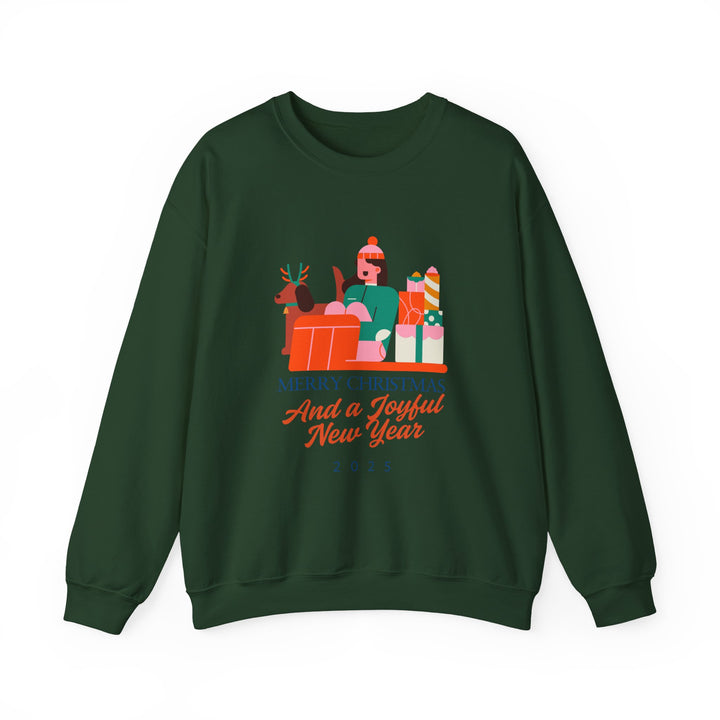 Christmas Crewneck Sweatshirt - "Merry Christmas and a Joyful New Year 2025" Holiday Sweatshirt