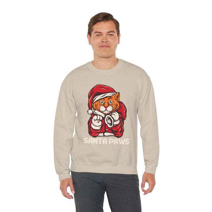 Santa Paws Unisex Heavy Blend Crewneck Sweatshirt - Cozy Festive Cat Design for Holiday Cheer