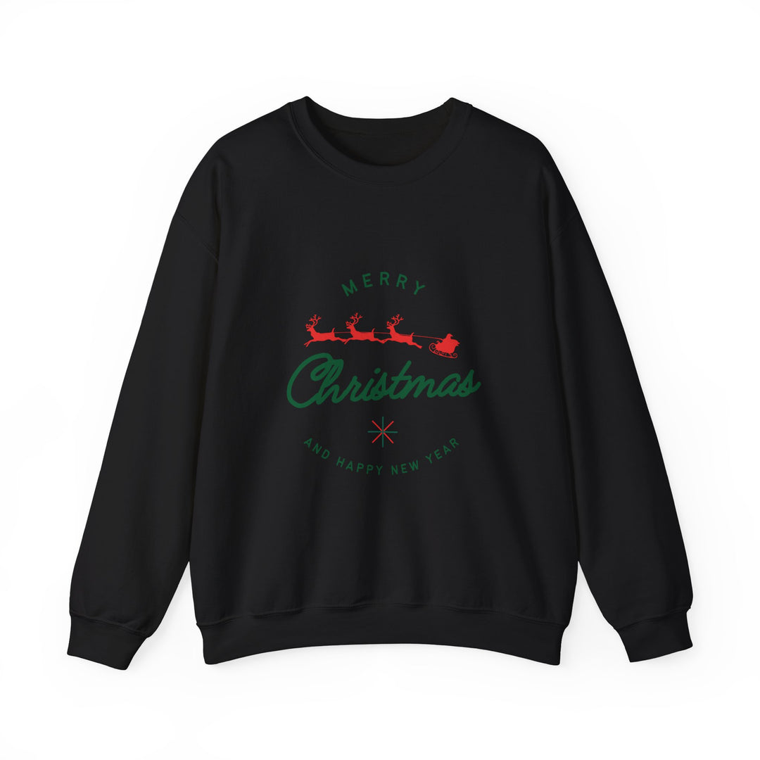 Christmas Crewneck Sweatshirt - 'Merry Christmas' Santa Sleigh Holiday Sweatshirt