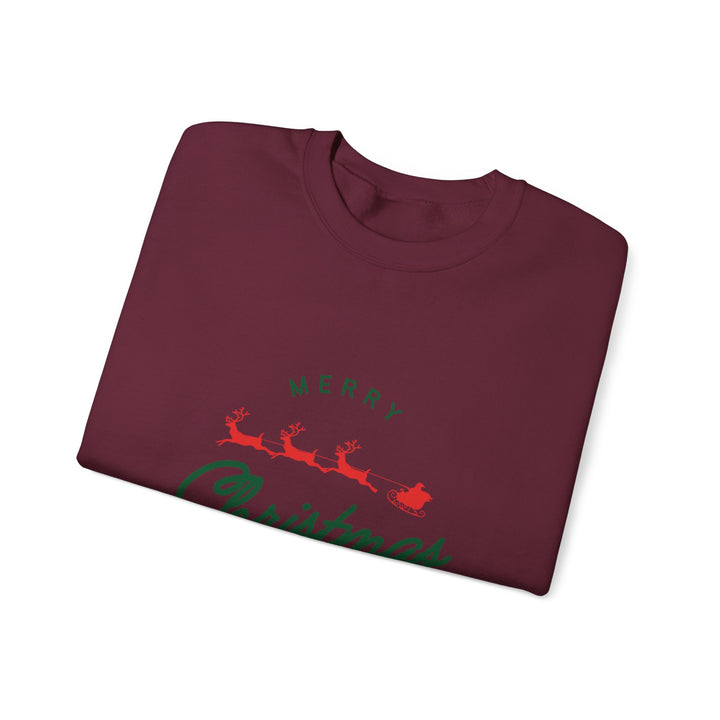 Christmas Crewneck Sweatshirt - 'Merry Christmas' Santa Sleigh Holiday Sweatshirt