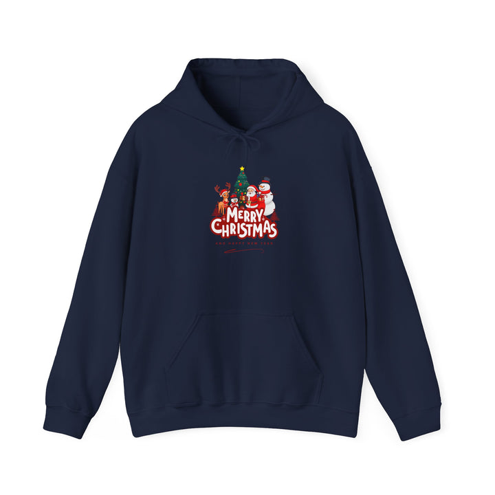 Christmas Crew Hoodie - 'Merry Christmas' Santa & Snowman Holiday Sweatshirt