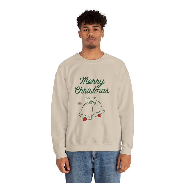 Christmas Crewneck Sweatshirt — “Merry Christmas” Bells Holiday Pullover