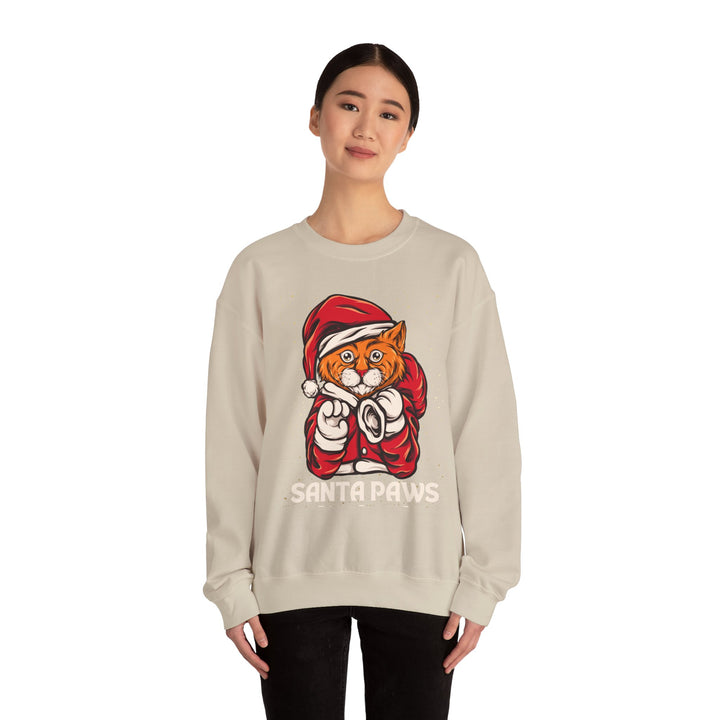 Santa Paws Unisex Heavy Blend Crewneck Sweatshirt - Cozy Festive Cat Design for Holiday Cheer