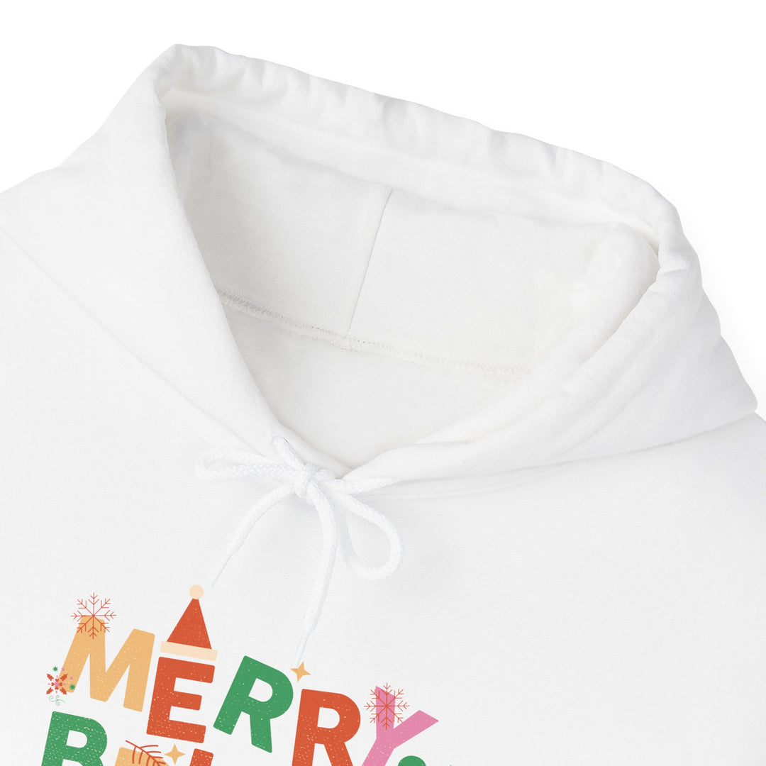 Merry & Bright Holiday Hoodie — Colorful Christmas Graphic Sweatshirt