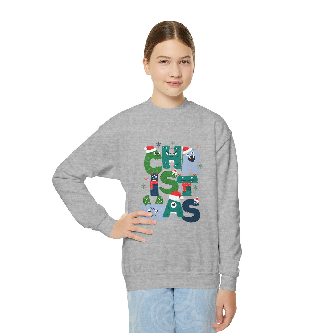 Kids Christmas Crewneck Sweatshirt – Colorful Holiday 'CHRISTMAS' Letter Design