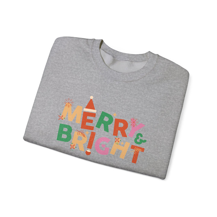 Merry & Bright Crewneck Sweatshirt — Colorful Holiday Christmas Sweater