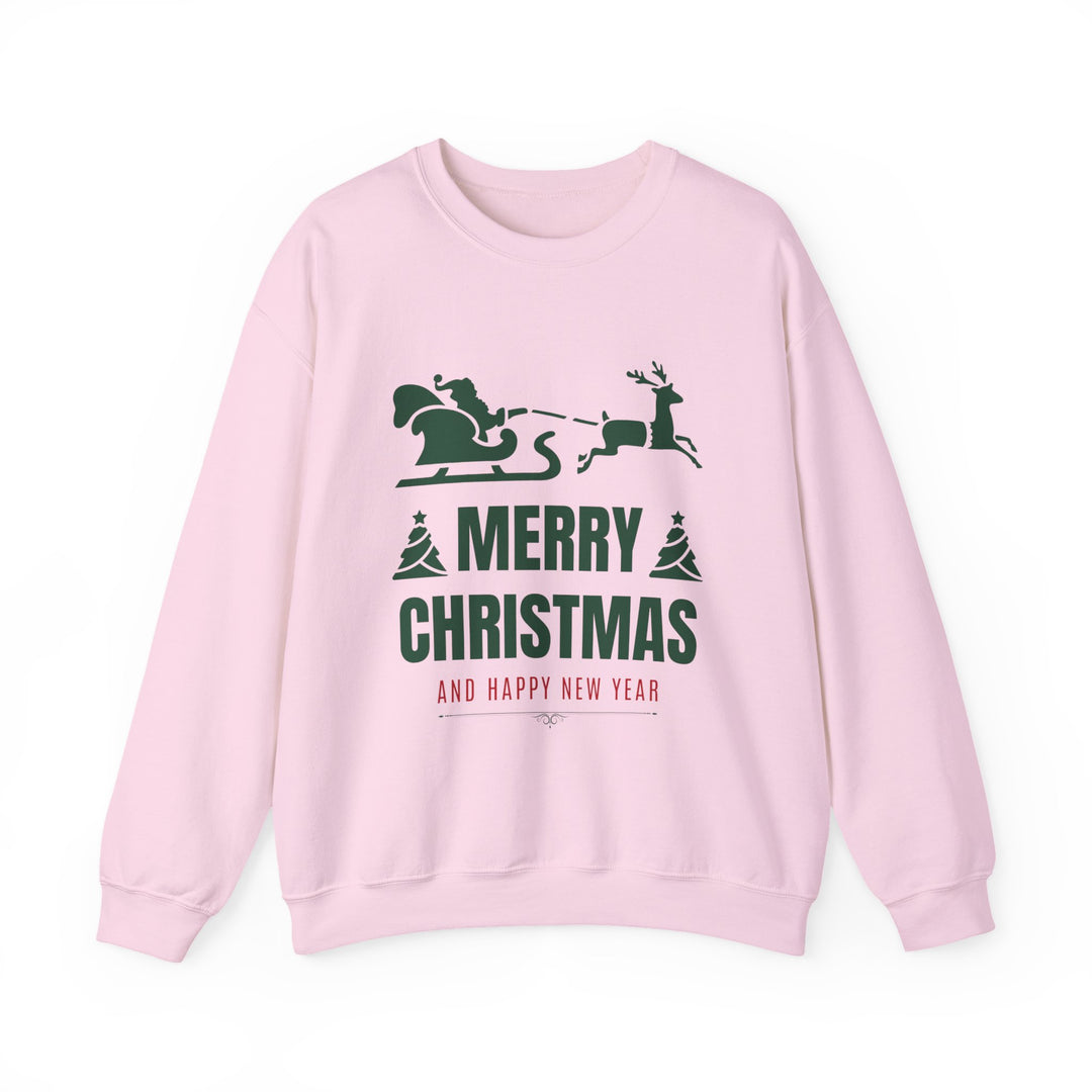 Christmas Sweatshirt - 'Merry Christmas and Happy New Year' Santa Sleigh Crewneck