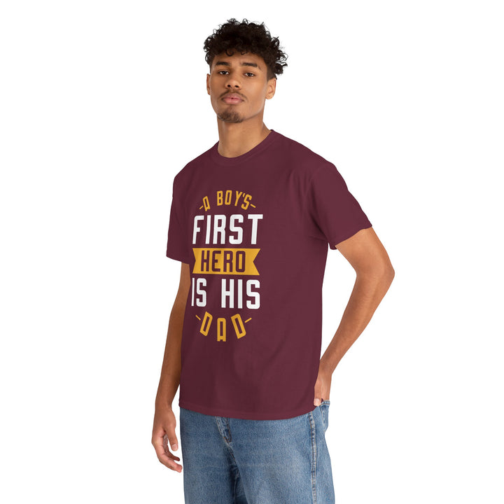 Dad's T-Shirt - A Boy's First Hero is His Dad Design