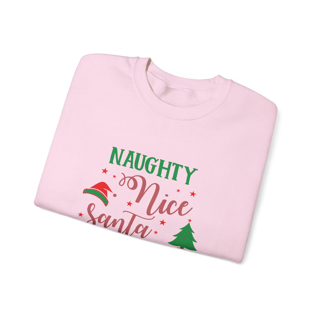 Naughty Nice Santa Is Coming Unisex Heavy Blend™ Crewneck Sweatshirt | Christmas Holiday Apparel