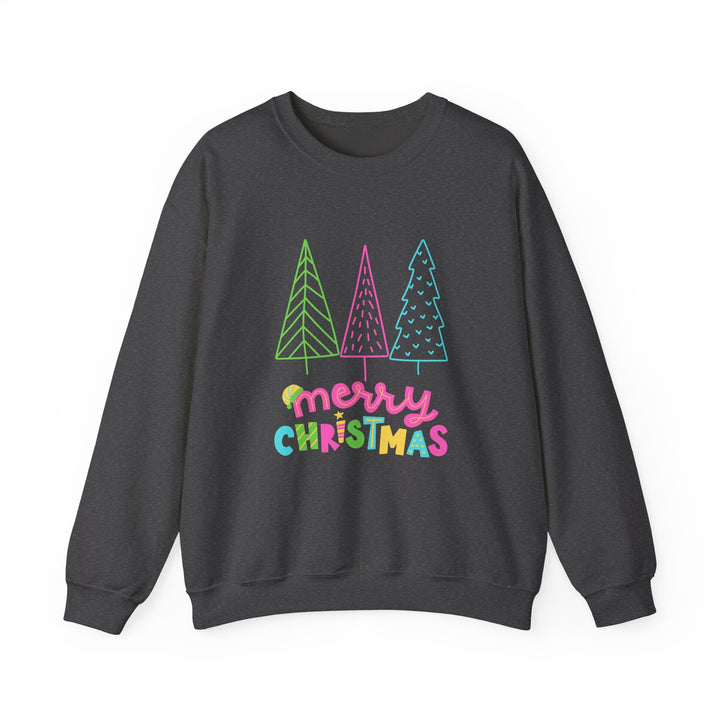 Christmas Crewneck Sweatshirt — Pastel 'Merry Christmas' Trees