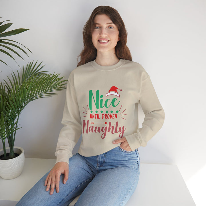 Christmas Sweatshirt “Nice Until Proven Naughty” Holiday Crewneck