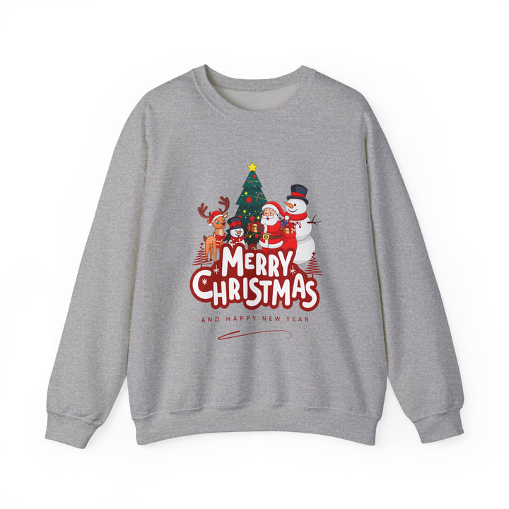 Christmas Crewneck Sweatshirt — 'Merry Christmas' Festive Holiday Sweatshirt with Santa, Reindeer & Snowman