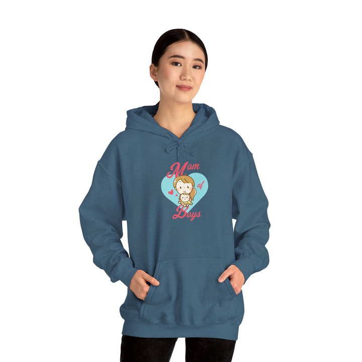 Mom's Unisex Hooded Sweatshirt - Mom of Boys Hoodie - Cute Graphic Hoodie for Mothers