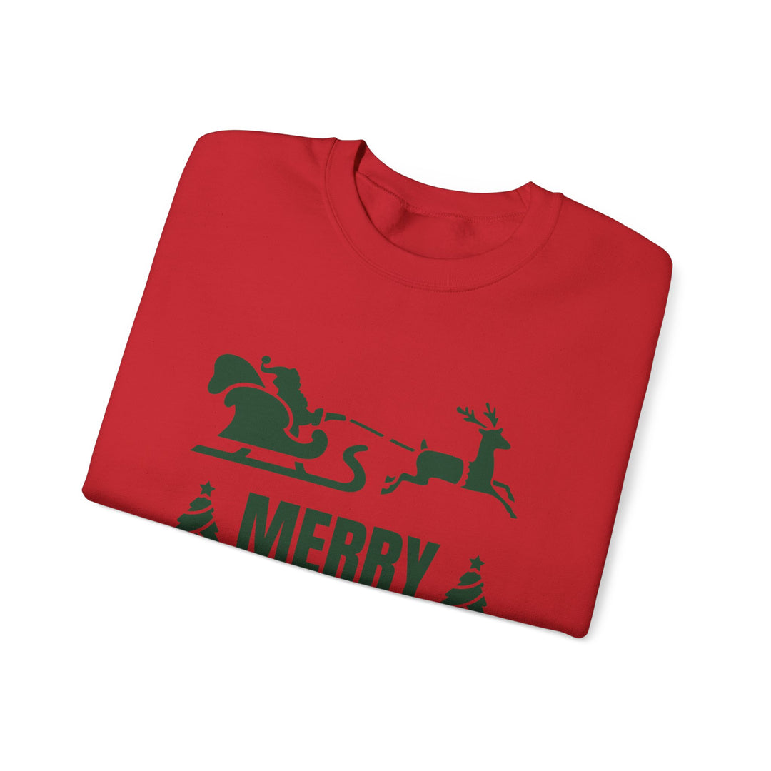 Christmas Sweatshirt - 'Merry Christmas and Happy New Year' Santa Sleigh Crewneck