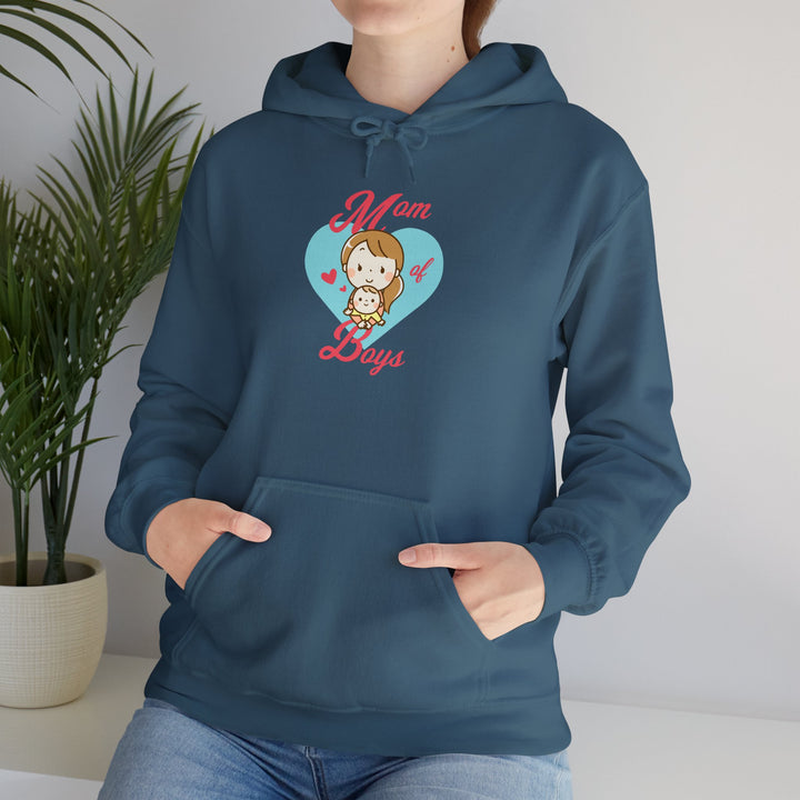 Mom's Unisex Hooded Sweatshirt - Mom of Boys Hoodie - Cute Graphic Hoodie for Mothers