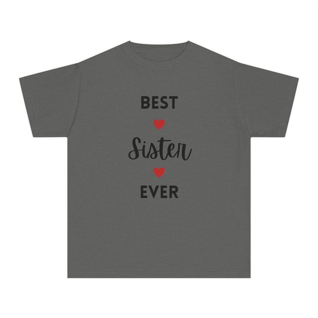 Best Sister Ever Youth Tee — Kids' Yellow 'Best Sister Ever' Heart T‑Shirt